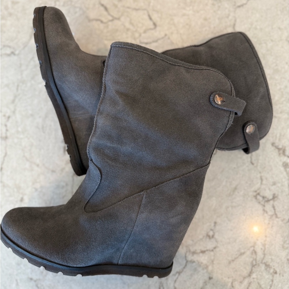 UGG Charcoal Suede Wedge Boots